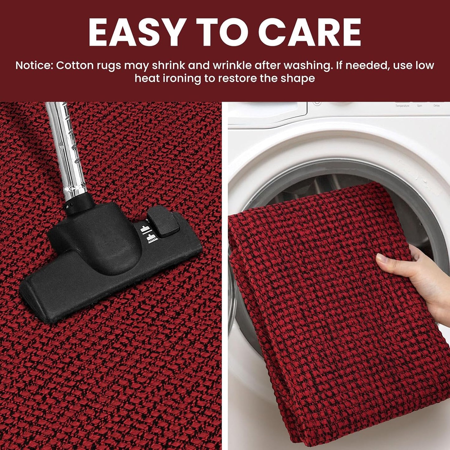 IOHOUZE Christmas Runner Rug 2x6 Ft Black Red Woven Runners for Hallways Washable Kitchen Rug Non Slip Braided Entryway Runner Rugs Floor Carpet Runners for Indoor Foyer Bedroom Laundry