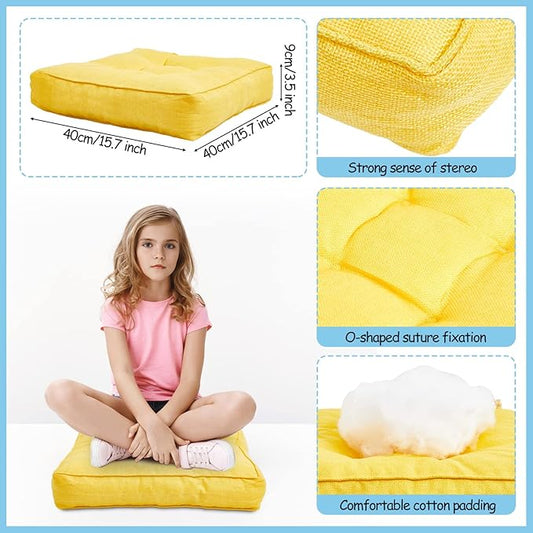 Juexica 8 Pcs Floor Cushions for Kids Floor Pillows Flexible Seating Cushions 3.5'' Thick Flexible Seating Classroom Furniture Meditation Seat Pillows for Home Nursery Yoga Decor(Rainbow Color,Square)