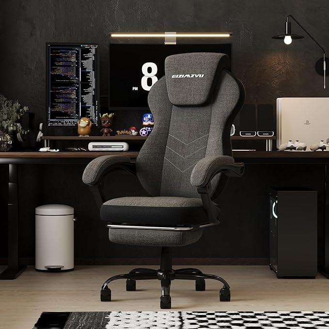 Ergonomic Office Chair with Adjustable Headrest and Footrest, High Back Computer Desk Chair with Linkage Armrests, Reclining Swivel Chair for Home Office, Executive Office Chair (Black2)