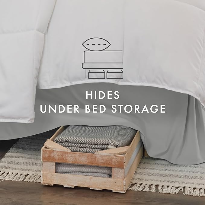 Linen Market Bed Skirt - Ultra Soft Microfiber - Easy Fit Hotel Quality, Shrinkage & Fade Resistant - Bed Cover - Queen Bed Set - Bedroom Décor with 14 Inch Tailored Drop - (Light Gray)