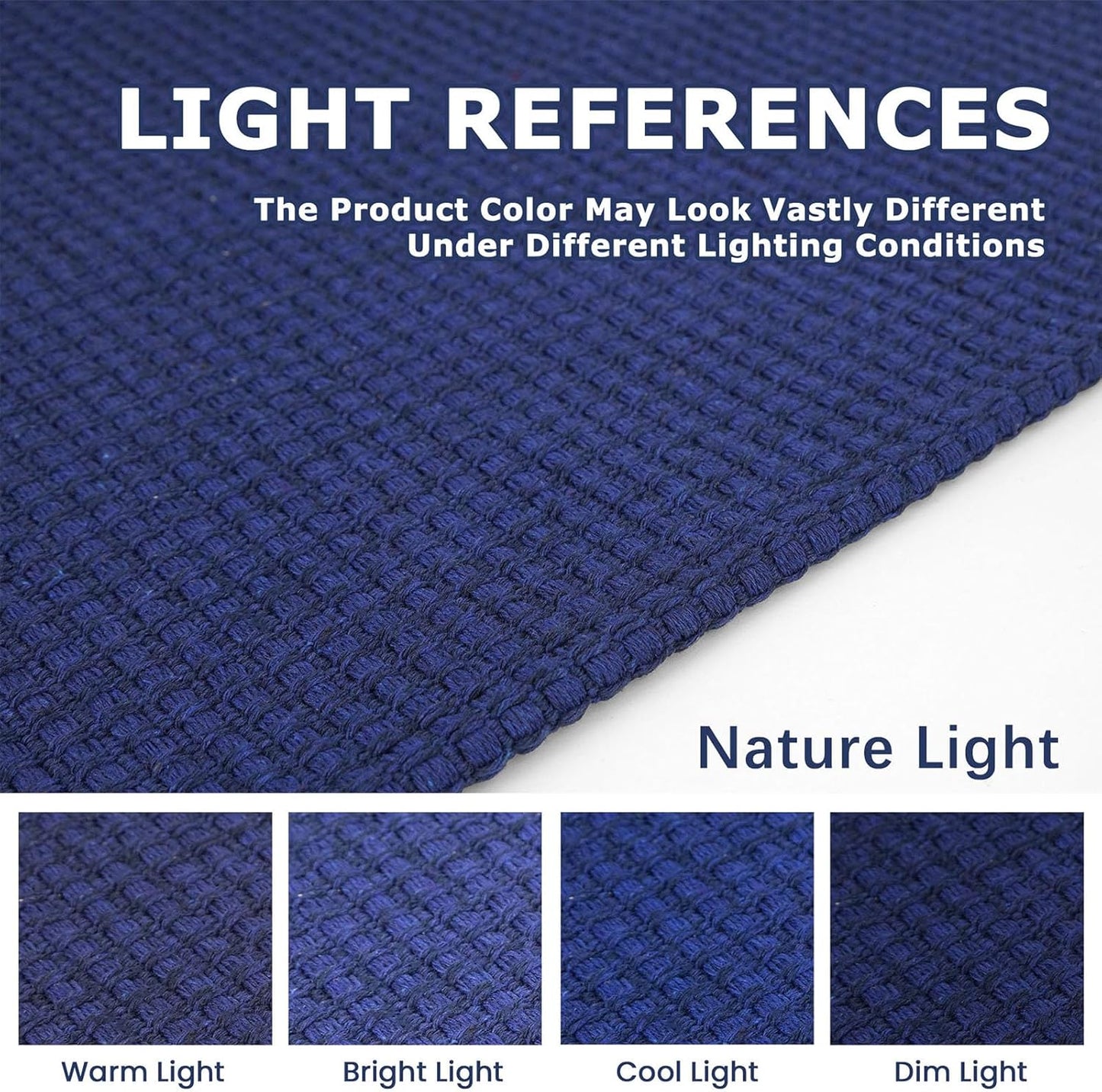 KOZYFLY Washable Area Rug 6x9 ft Rubber Backed Non Slip Rugs for Living Room Braided Cotton Bedroom Rug Woven Office Rugs Indoor Floor Carpets for Dining Bedroom Living Room, Royal Blue/Navy