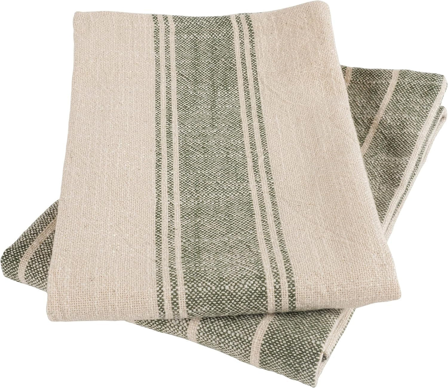 KAF Home Natural Rustic Farmhouse Slubbed Kitchen Towel | 100% Cotton Dish Towel, 18 x 28 Inches | Soft and Absorbent (Olive, Set of 4)