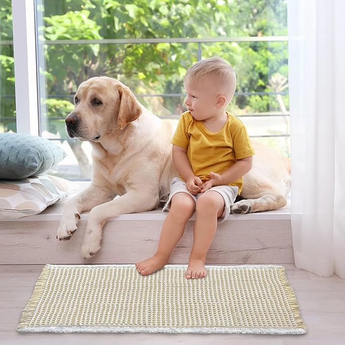 ZALL Beige Waffle Bath Mat,Super Absorbent Non Slip Bathroom Rug,Cream 17x24inch,Machine Washable Ultra Soft Floor Mats