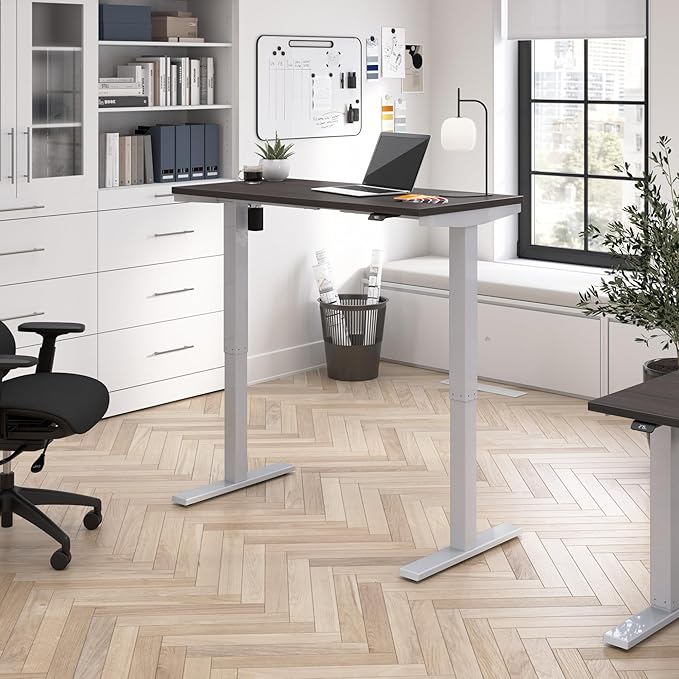 Bush Business Furniture 48-inch Electric Height Adjustable Standing Desk, Ergonomic Sit-Stand Computer Table for Home and Professional Office, Move 40 Series, Storm Gray with Metallic Gray Base