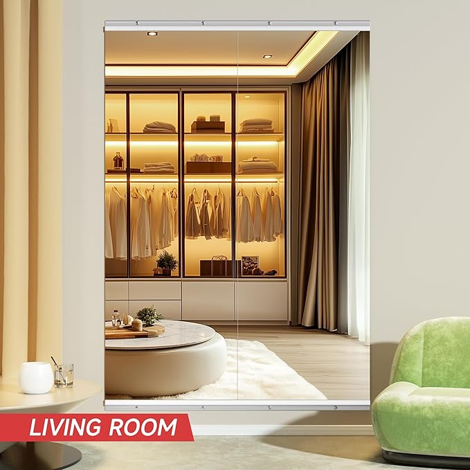 Home Gym Mirror, 67'' x 24'' x 2PCS, Large Full Body Mirror for Yoga, Frameless Tempered Glass, Wall Mounted for Home Gym, Garage, Bedroom, Bathroom