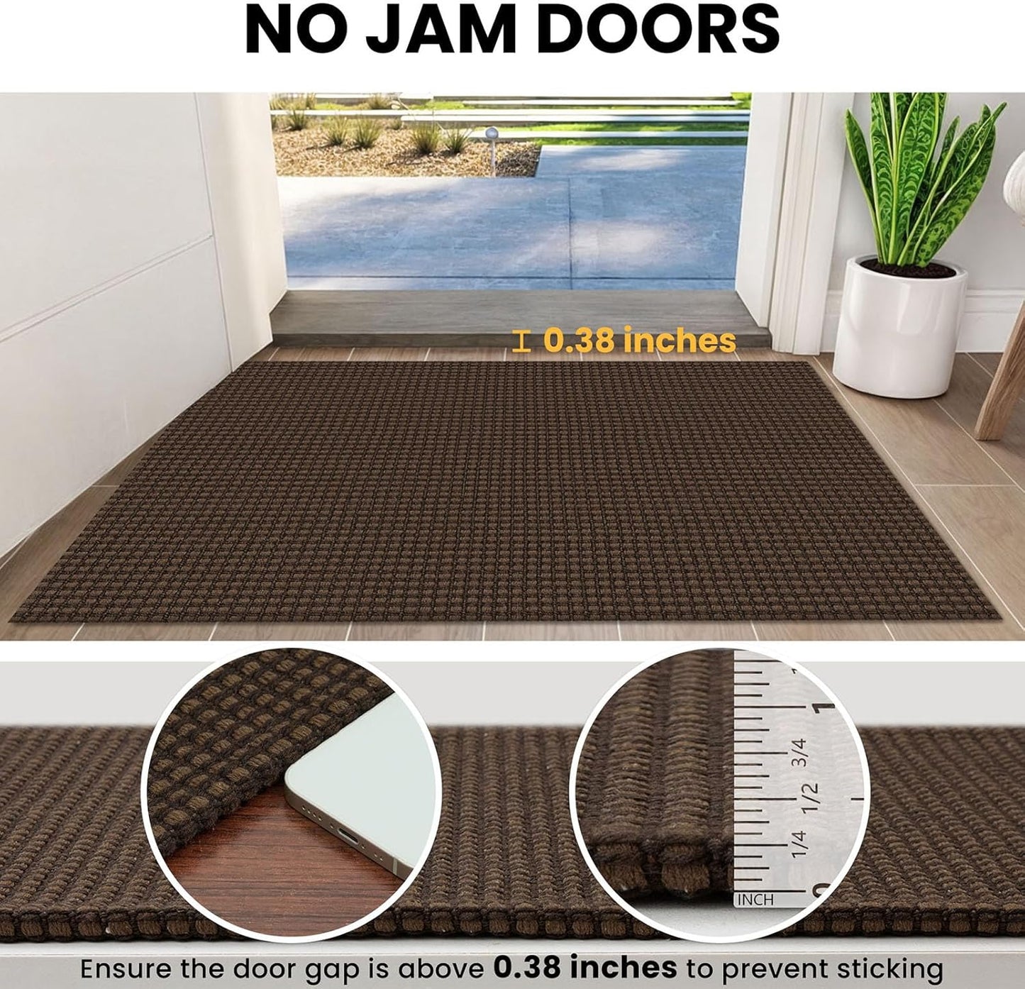 IOHOUZE Washable Runner Rug 2x8 Non Slip Rubber Backed Hallway Runner Entryway Runner Indoor, Kitchen Rugs Woven Cotton Floor Carpet for Kitchen Hall Entrance Bedroom, Brown