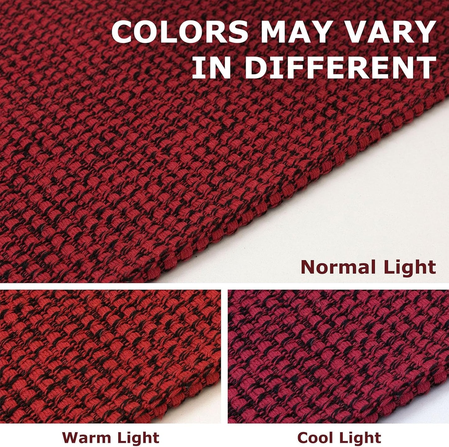 IOHOUZE Christmas Runner Rug 2x5 Black Red Washable Holiday Rug Non Slip Runners for Hallways Entryway Runner Indoor, Kitchen Throw Rug Woven Cotton Floor Carpet for Hall Entrance