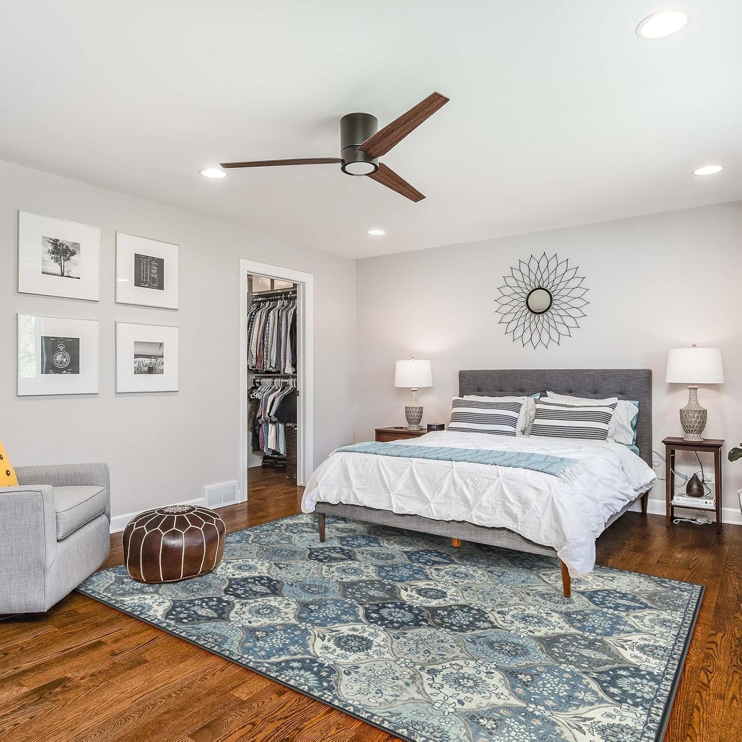 Lahome Moroccan Trellis Washable Rugs 9x12, Soft 9x12 Area Rug for Living Room Bedroom, Ultra-Thin Non-Slip Non Shedding Distressed Throw Large Carpet for Dining Room Office, Blue