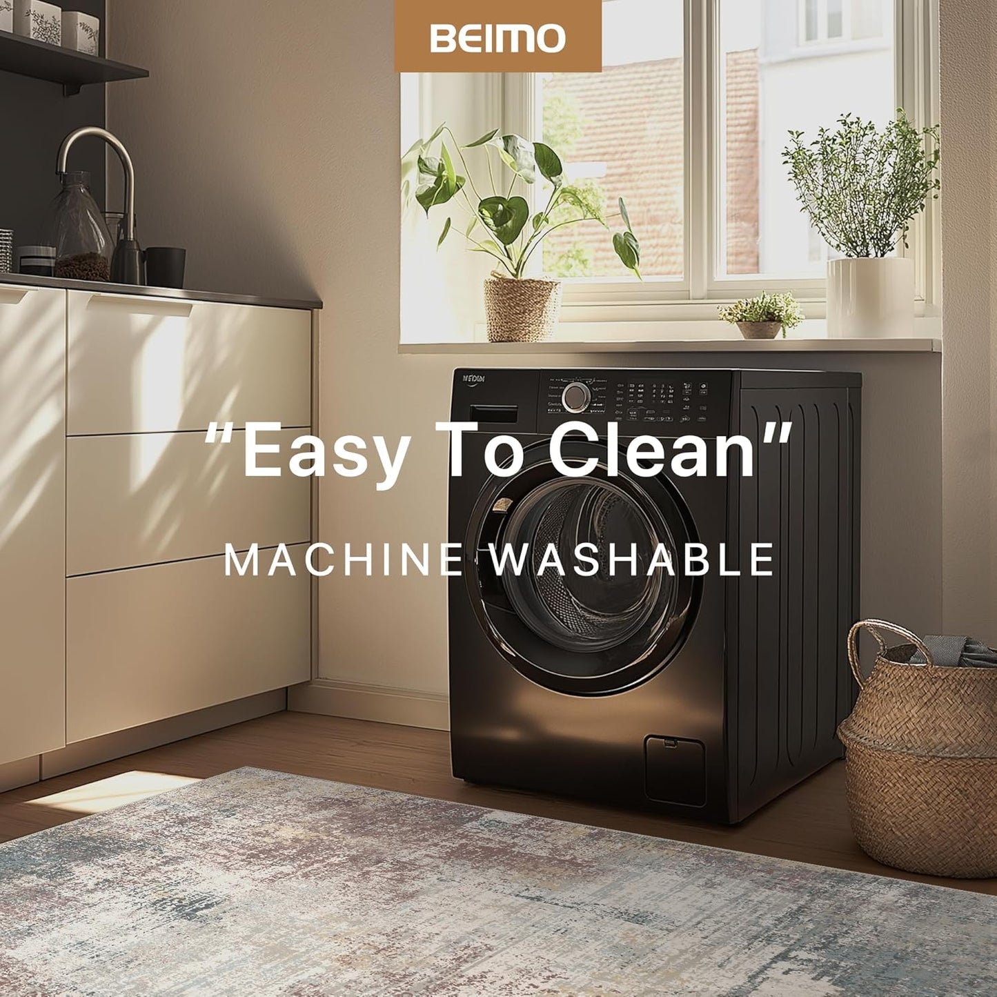 Area Rugs 8x10 Machine Washable Rug for Bedroom Living Room Dining Room, Large Modern Abstract Soft Rugs, Indoor Low Pile Carpet with Non Slip Rubber Backing, Abstract Light Colorful