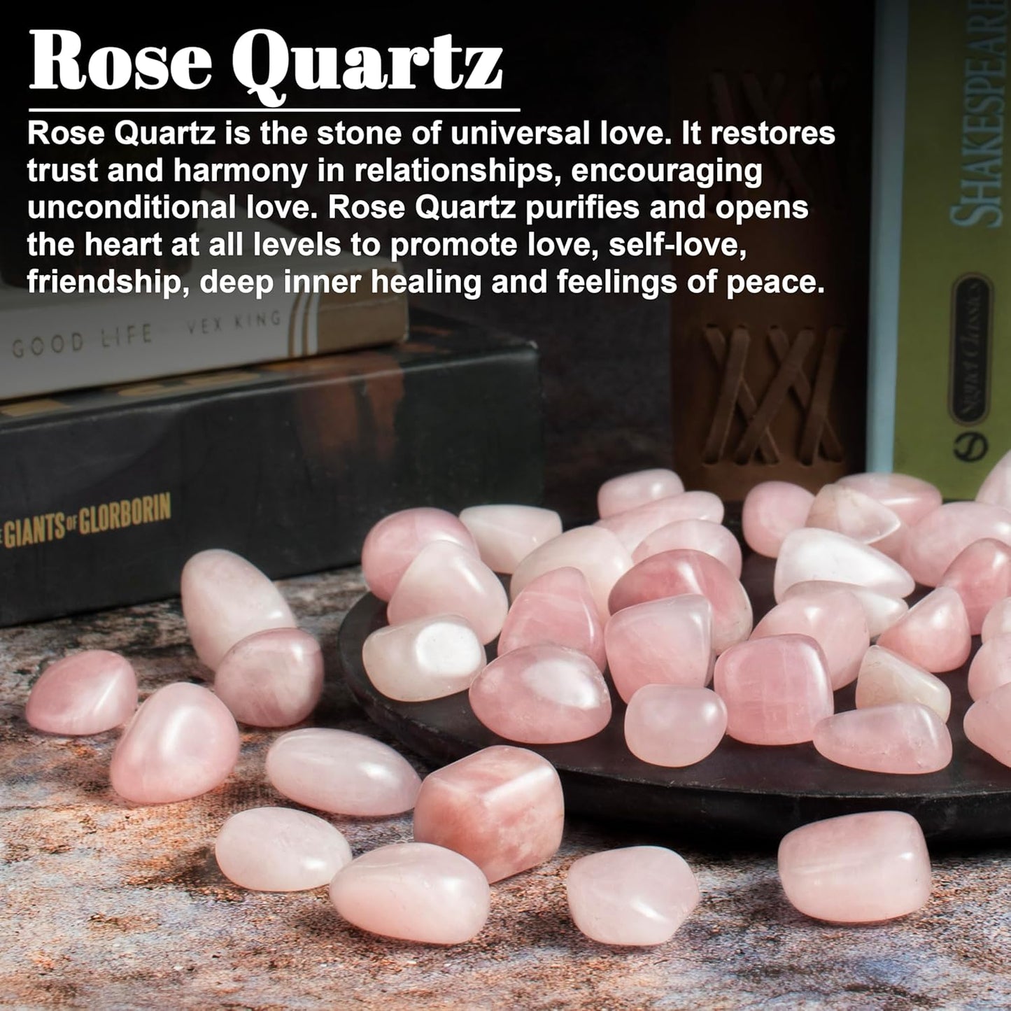 Crocon 1LB Rose Quartz Tumbled Stones and Crystals Bulk 2000+ Carats Natural Crystal Kit for Reiki Healing Polished, Mothers Day, Tumble Stones, Chakra Balancing, Gift, Home Decor Size : 20mm