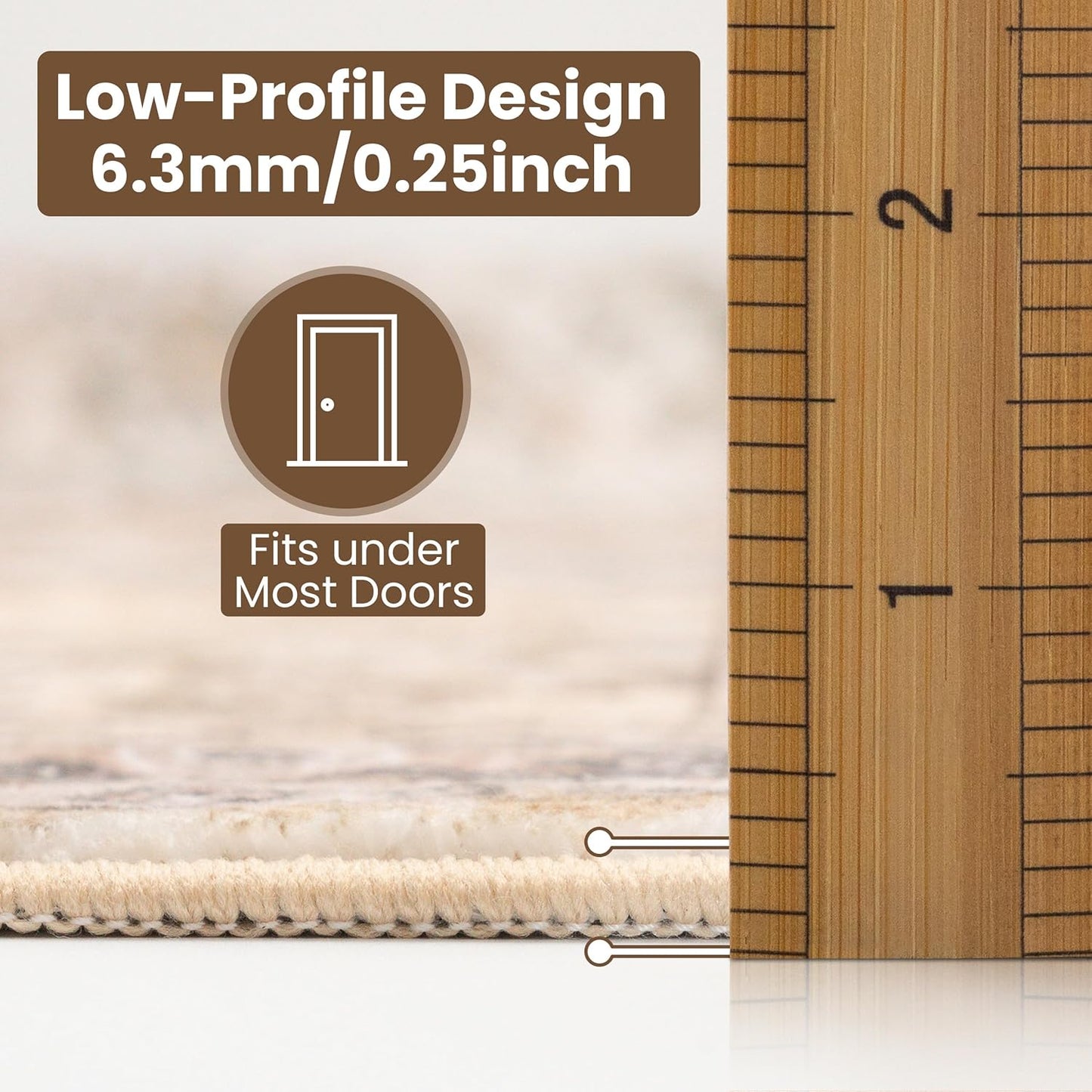 Washable Area Rug 5x8 | Non Slip Area Rug for Living Room, Bedrooms, Dining Room | Ultra-Soft Flannel Carpet Area with Rubber Backing (Olive Brown, 5x8)