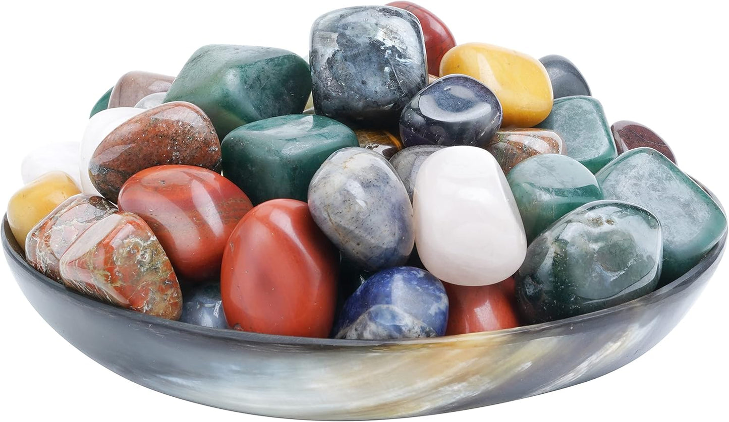 Crocon 1LB Assorted Crystals Tumbled Stones Bulk Set 2000+ Carats Pocket Crystal Healing Balancing Gemstones Tumbled Collection Palm Stone Good Luck Charm Gift Craft Home Decor Size: 20-25 mm