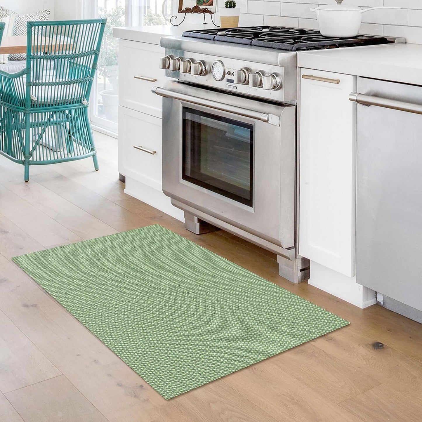 KOZYFLY Washable Area Rug 2x3 Ft Small Entryway Rug Indoor Door Mat Throw Rugs with Rubber Backing, Braided Cotton Floor Carpet for Front Entrance Bathroom Kitchen Foyer, Sage Green