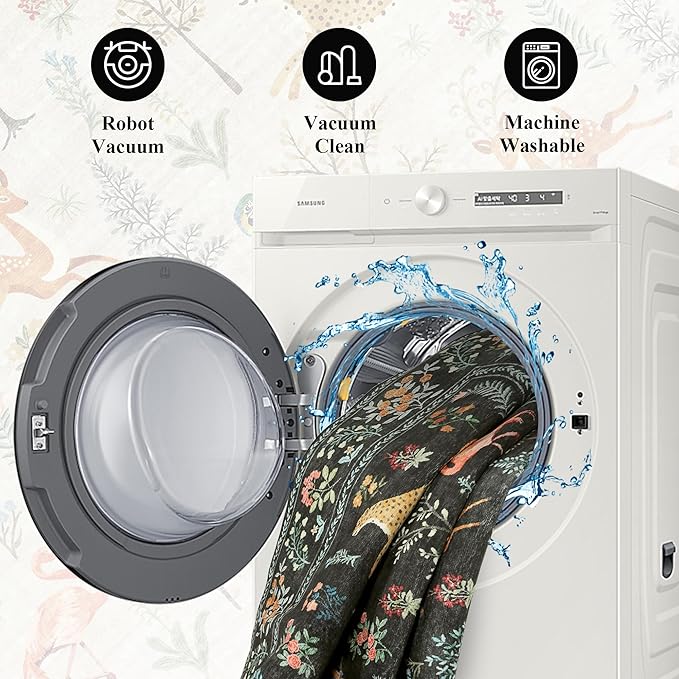 DUKINO 2x6 Rug for Hallway, Washable Kitchen Runner Rug with Non Slip Backing, Soft Low Pile Vintage Animal Runner for Bedroom, Kitchen, Hallway, Entryway, Laundry, Black