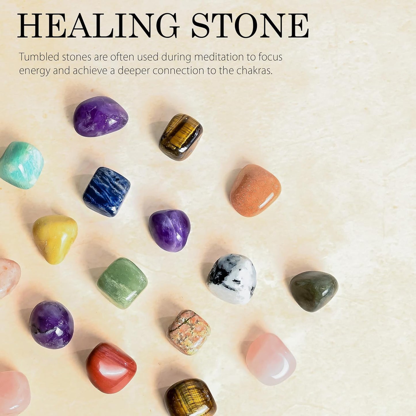 Crocon 1LB Assorted Crystals Tumbled Stones Bulk Set 2000+ Carats Pocket Crystal Healing Balancing Gemstones Tumbled Collection Palm Stone Good Luck Charm Gift Craft Home Decor Size: 20-25 mm