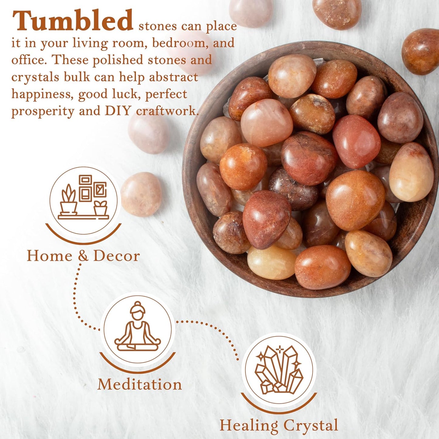 Crocon 1LB Red Aventurine Tumbled Stones and Crystals Bulk 2000+ carats, Polished Stones - Rock Collection - vase Filler tumbles Crystals Healing Reiki - Gemstone Gifts, Fountain tumbles Size 20 mm