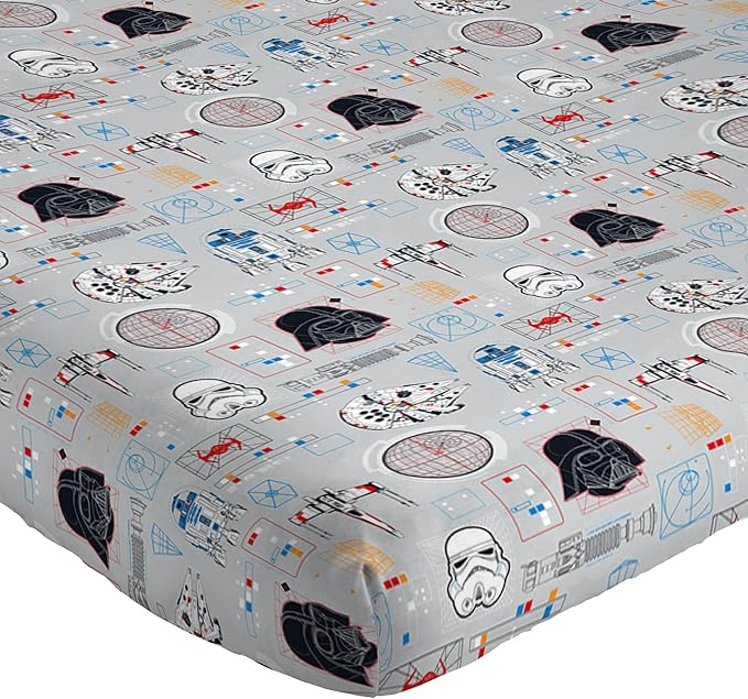 Jay Franco Kids Sheet Set with Fitted, Flat Sheets & Pillow Cover - Ultra-Soft Bedding with Pillowcase for Room Decor, Gray - Star Wars, 3 Piece Twin