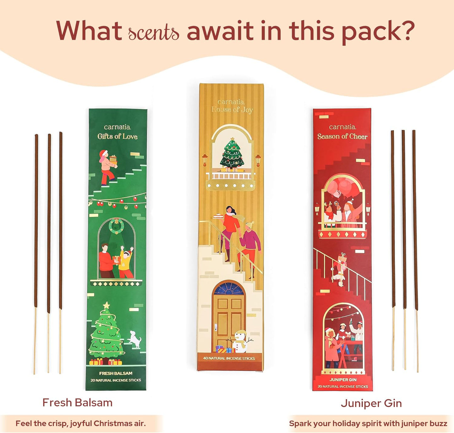 Carnatia House of Joy Incense Sticks – Set of 2 Uplifting Scents | Festive, Long-Lasting Aromas for Holiday Cheer, Cozy Gatherings & a Joyful Home!