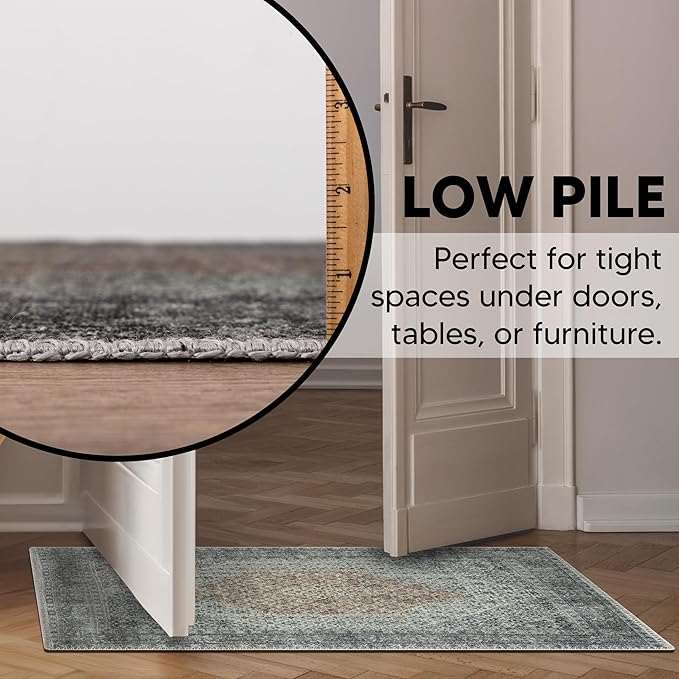 Keen Home Design 2x3 Rug - Machine Washable Entry Rug with Non-Slip Backing, Ideal for Enteryway, Kitchen, Bathroom, Laundry Room - Vintage, Easy Clean, Durable, Low Pile - (2' x 3')