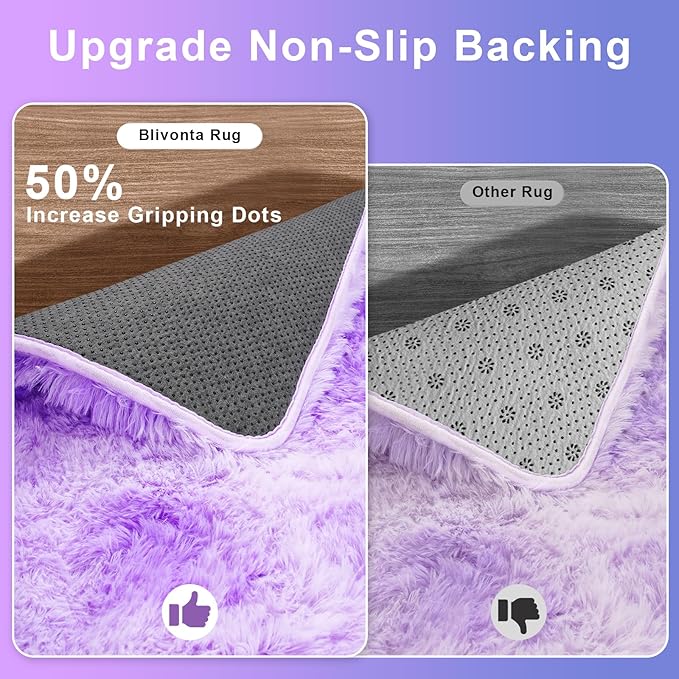 5x8 Tie Dyed Purple Fluffy Area Rugs for Bedroom, Soft Indoor Plush Rug for Living Room, Large Furry Fuzzy Shag Floor Carpet for Kids Nursery Boys Room Dorm Classroom Home Office Decor Mat