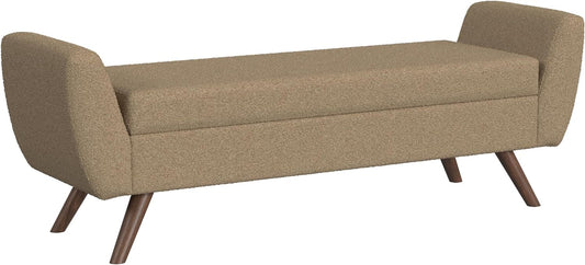 HomePop Modern Storage Bench with Wood Legs |Homepop Home Décor|Bench with Storage for Living Room & Bedroom - Brown
