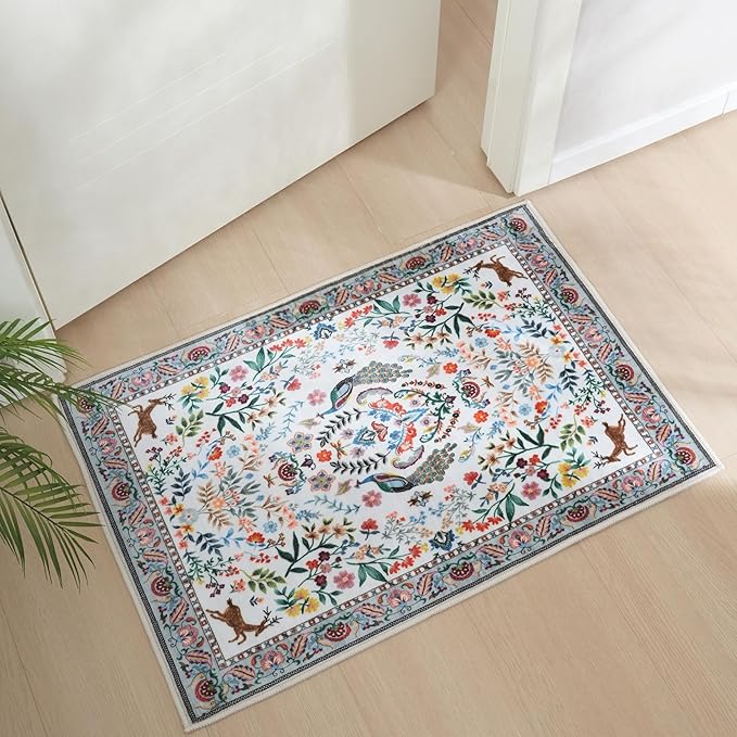 Entryway Rug 2x3 Rug Door Mat Indoor Entrance Washable Rug Small Non-Slip Low Pile Throw Rugs for Entryway, Kitchen, Front Door Indoor Entrance, Entry(Colorful)