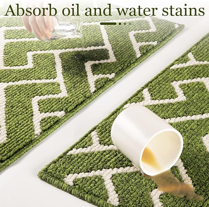 hicorfe Kitchen Rugs and Mats,Kitchen Mats for Floor,24"x35" Non Slip Runner Rug,Absorbent Resist Dirt Comfort Standing Mat Machine Washable for Entryway,Hallway,Front of Sink(Sage Green)