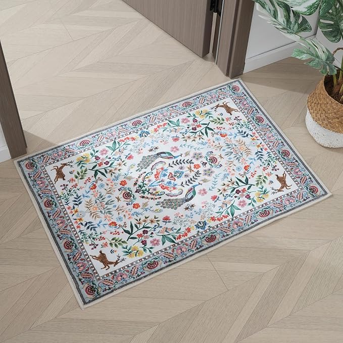 Entryway Rug 2x3 Rug Door Mat Indoor Entrance Washable Rug Small Non-Slip Low Pile Throw Rugs for Entryway, Kitchen, Front Door Indoor Entrance, Entry(Colorful)