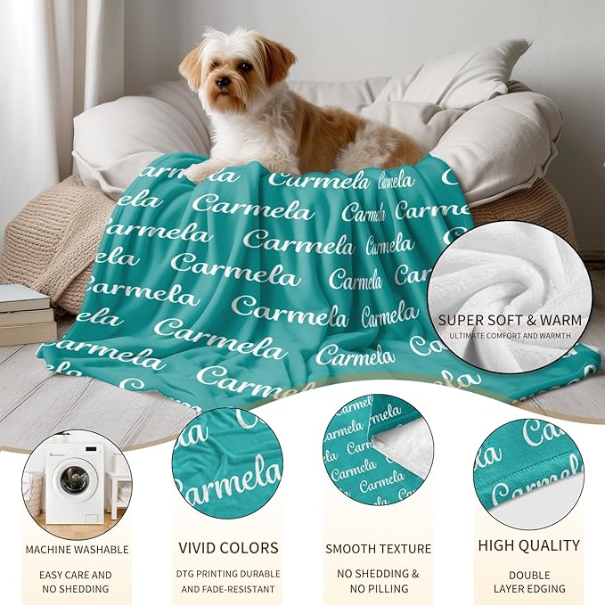 Ship Next Day, Custom Name Blanket - Printed in USA, Personalized Baby Blankets for Girls, Baby Blanket with Name, Ultra-Soft Cozy Fleece Blankets, Gifts for Boys & Girls Kids Teen Girl New Mom
