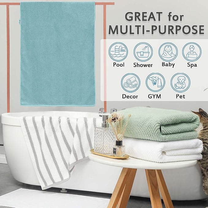 Hot Pink Bath Towels (4PC Large, 30"x56") - 100% Cotton | Quick Dry | Light Weight | Thick | Soft | Absorbent, Luxury Shower Towels with Hanging Loops, Towel Gift Set, Hot Pink Bathroom Accessories