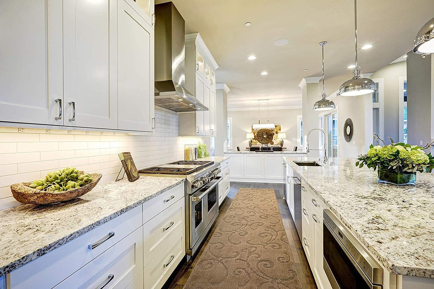 Custom Length Hallway Runner Rug,Slip Resistant,Scroll Brownish Beige, 26 Inch X 21 feet, Sold and Priced Per Foot