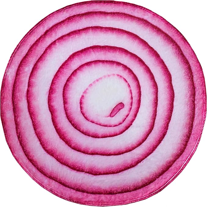 Vessia Onion Throw Blanket, Realistic Funny Food Blanket for Adults and Kids, 300GSM Giant Soft Vegetables Throw for Couch, Sofa, Bed, Fun Cozy Round Gifts for Boys, Girls, 60 inches