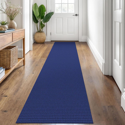 KOZYFLY Runners for Hallways 2x8 ft Washable Kitchen Runner Non Slip Rubber Backed Hall Runners Cotton Entryway Runner Rugs Floor Carpet for Indoor Backdoor Bedroom Kitchen, Royal Blue/Navy
