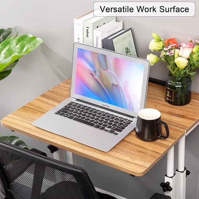 Hadulcet Standing Desk for Walking Pad, Small Portable Standing Desk Adjustable, Rolling Computer Cart, Walking Pad Stand on Wheels, Stand Up Table for Over Treadmill & Drawing, Vintage Oak