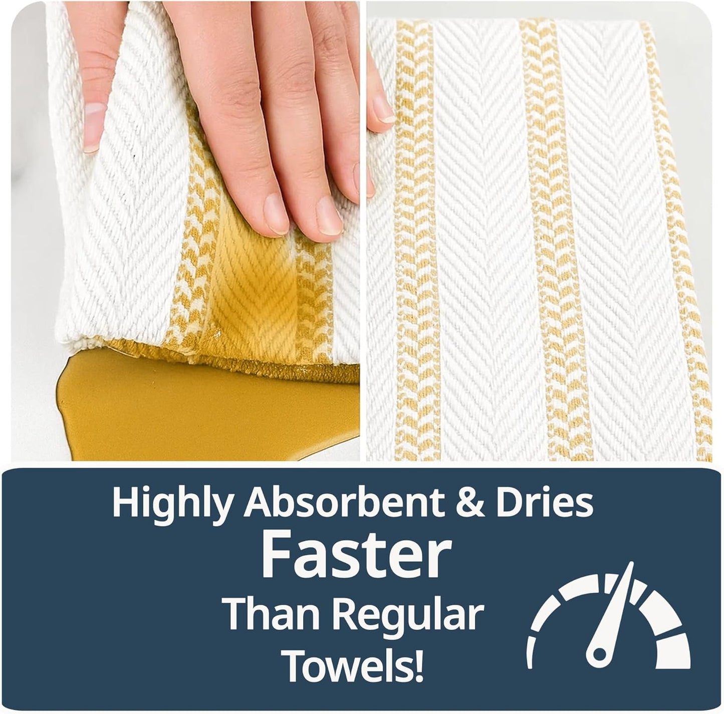 LANE LINEN Kitchen Towels Set - Pack of 4 Cotton Dish Towels for Drying Dishes, 18”x 28”, Absorbent Tea Towels, Quick Drying Kitchen Towel Set - Lemon Yellow