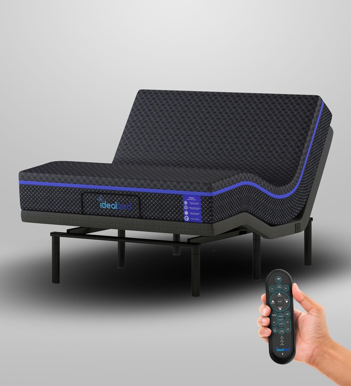 iDealBed G4 Nova Luxury Memory Foam Mattress + 5i Custom Adjustable Bed Sleep System, Comfort, Cooling & Support, Advanced Silent Operation, Wallhugger (Medium Soft, California King)