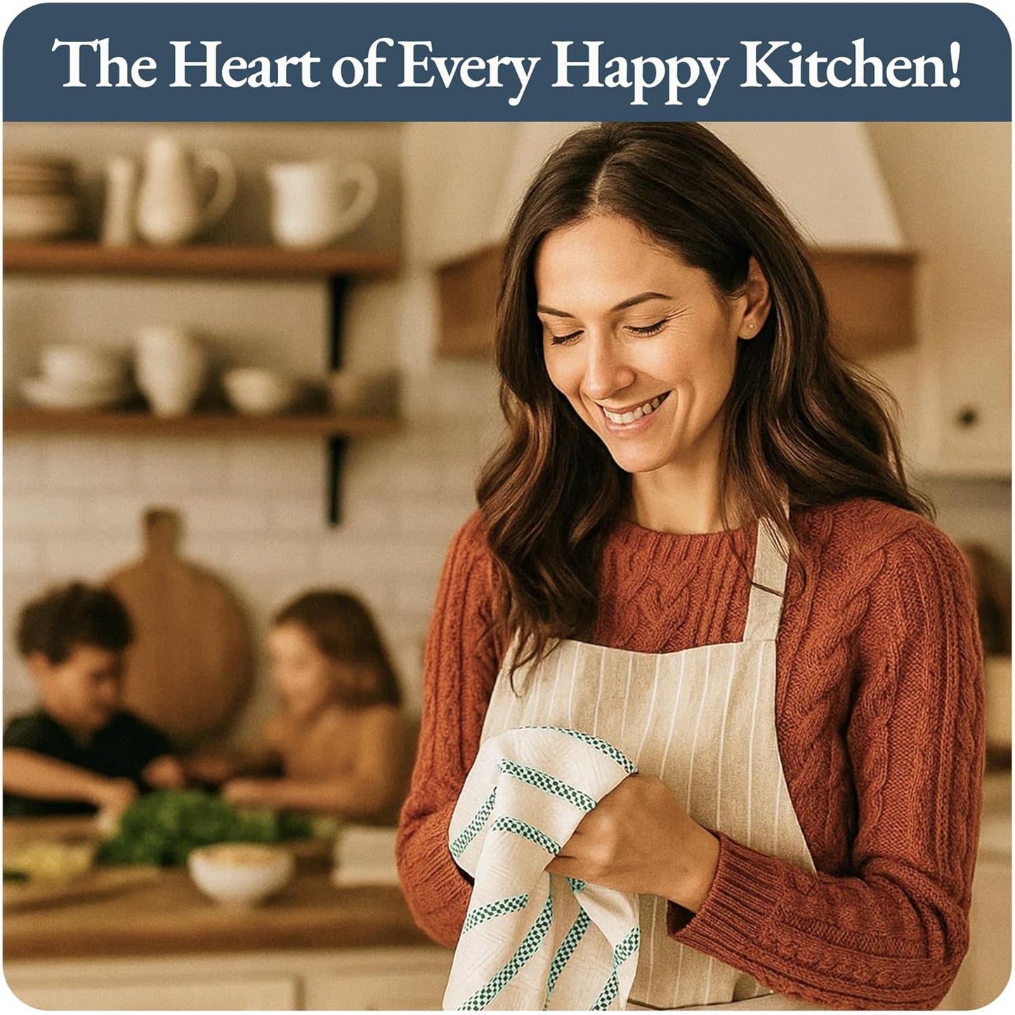 LANE LINEN Kitchen Towel Sets - 6 Pack Cotton Dish Towels for Drying Dishes, 18”x 28”, Hand Towel, Absorbent Tea Towels, Quick Drying Kitchen Towel Set - Christmas Green