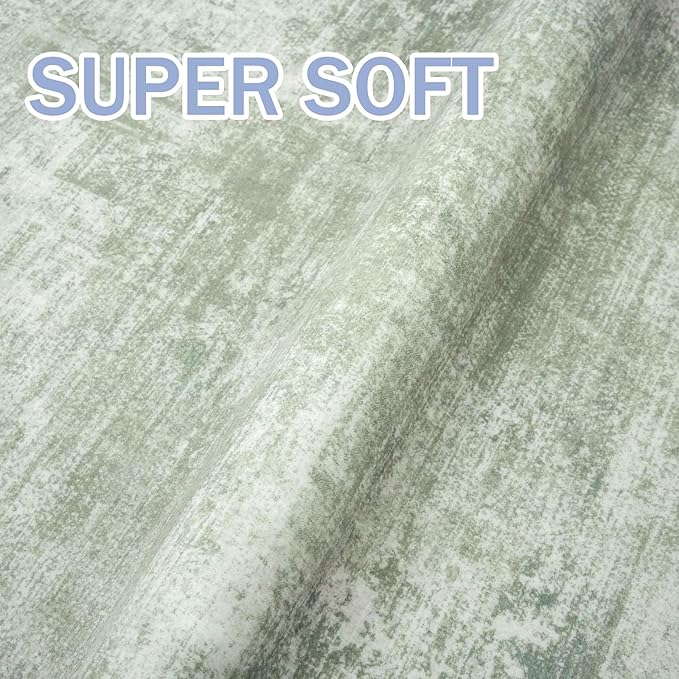 IOHOUZE Abstract Runner Rug 2x6 Ft Washable Runners for Hallways, Non Slip Kitchen Runner Printed Faux Wool Entryway Runner Indoor, Modern Abstract Floor Carpet for Hall Kitchen Bedroom, Sage Green