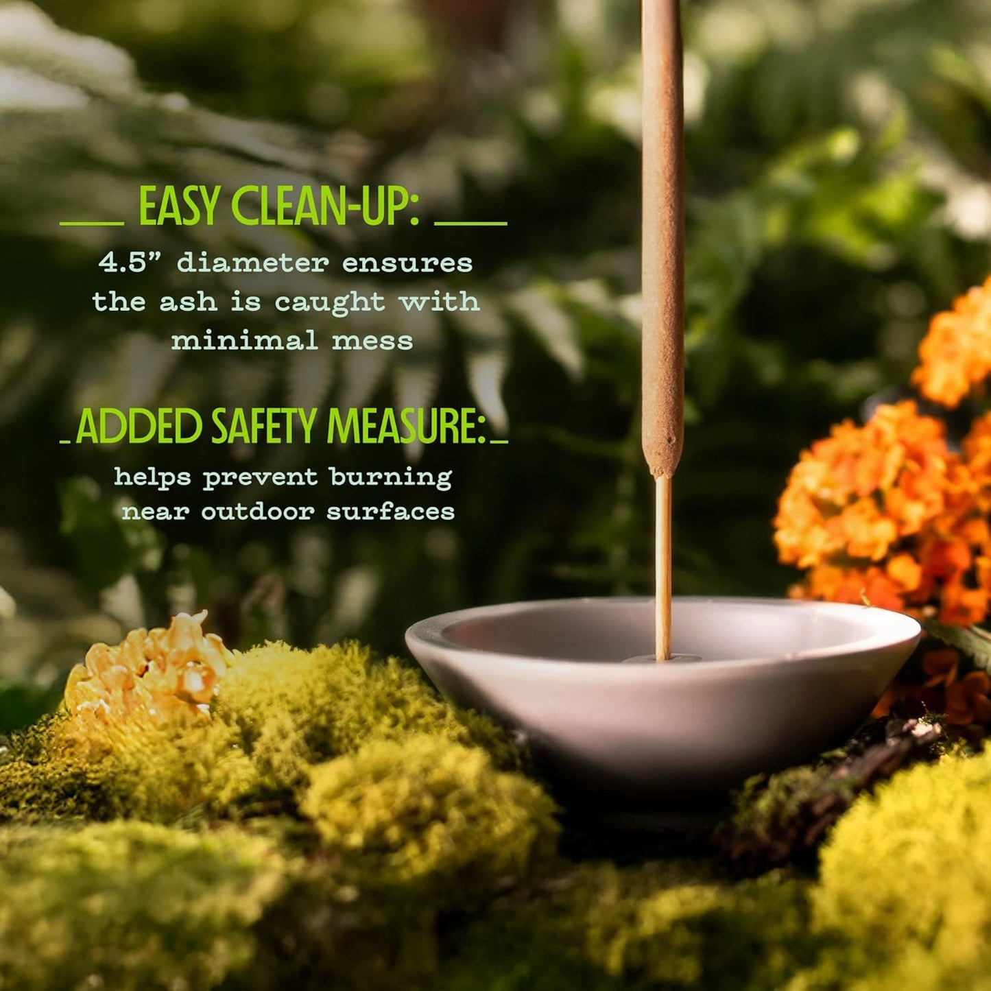 Murphy’s Naturals Stoneware Incense Stick Holder, Stone Grey, 4.5” Ash Catcher for Outdoor Use, Durable & Stylish Design for Easy Clean-Up, 1-Pack