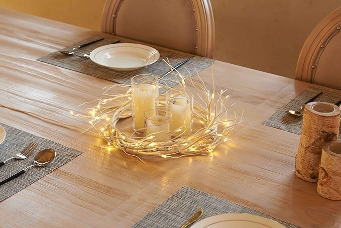 LITBLOOM Lighted Birch Garland 6FT 48 LED Battery Operated with Timer Pre-lit Twig Vine Lights for Christmas Fireplace Mantle Table Decoration Indoor Outdoor