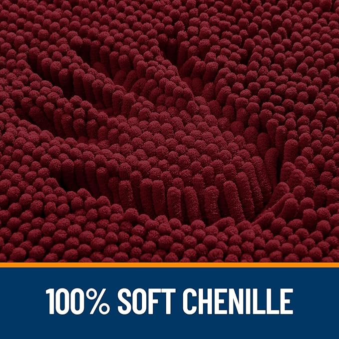OLANLY Bathroom Rugs 44x24, Extra Soft Absorbent Chenille Bath Rugs, Rubber Backing Quick Dry, Machine Washable Bath Mats for Bathroom Floor, Tub and Shower, Home Decor Accessories, Burgundy