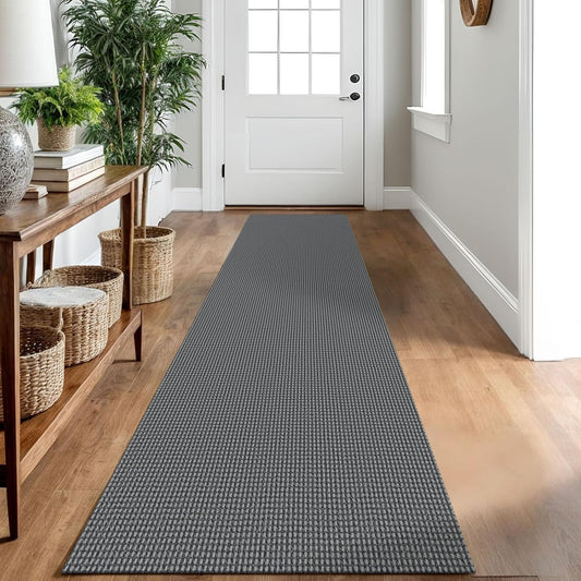 IOHOUZE Washable Runner Rug 2x10 Non Slip Rubber Backed Long Hallway Runner Entryway Runner Indoor, Kitchen Rugs Woven Cotton Floor Carpet for Hall Entrance, Dark Grey
