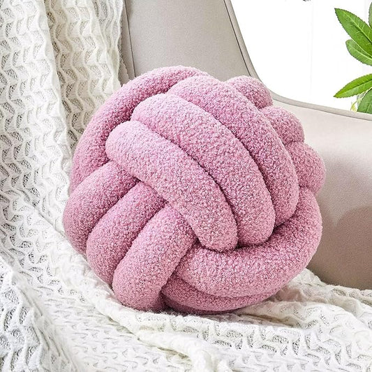 Uvvyui Knot Pillow Ball, Soft Home Decorative Pillows, Round Throw Pillow, Handmade Knotted Plush Pillow, Round Boucle Pillow Cushion (11 Inches Dusty Purple)