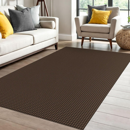 IOHOUZE Washable Area Rug 4x6 Non Slip Rubber Backed Woven Rugs for Entryway Indoor Bedroom Rugs Kitchen Rug Floor Throw Carpet for Entrance Front Door Living Room, Brown