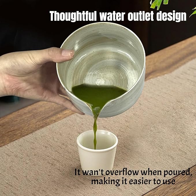Matcha Whisk Set,6Pcs Matcha Kit Includes Matcha Whisk and Holder,Matcha Bowl with Spout,Matcha Sifter and 2Pcs Matcha Spoon,Suitable as a gift for those who like matcha (Gray)