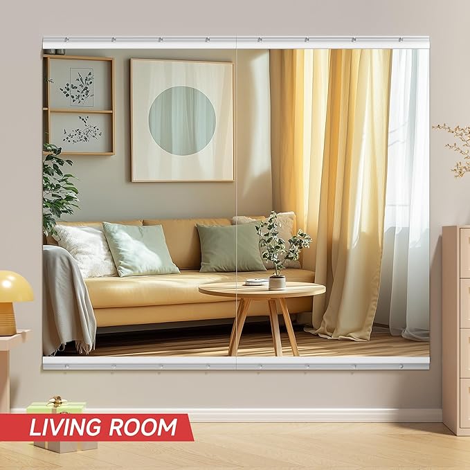 Home Gym Mirror, 48'' x 30'' x 2PCS, Large Full Body Mirror for Yoga, Frameless Tempered Glass, Wall Mounted for Home Gym, Garage, Bedroom, Bathroom