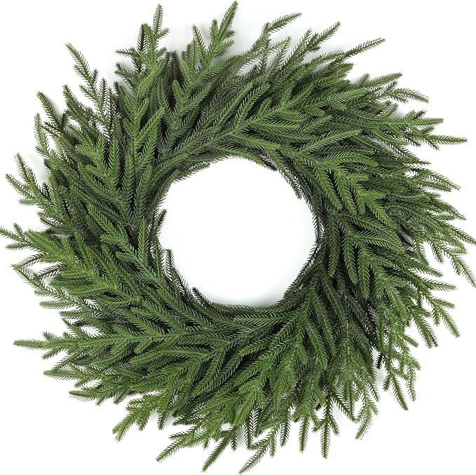 Artgar 26 Inch Pine Wreath - Christmas Wreaths for Front Door - Real Touch Pine Wreath - Large Artificial Green Wreaths for Walls Windows Porches Farmhouse Indoor Outdoor Home Decor (2 Pcs)
