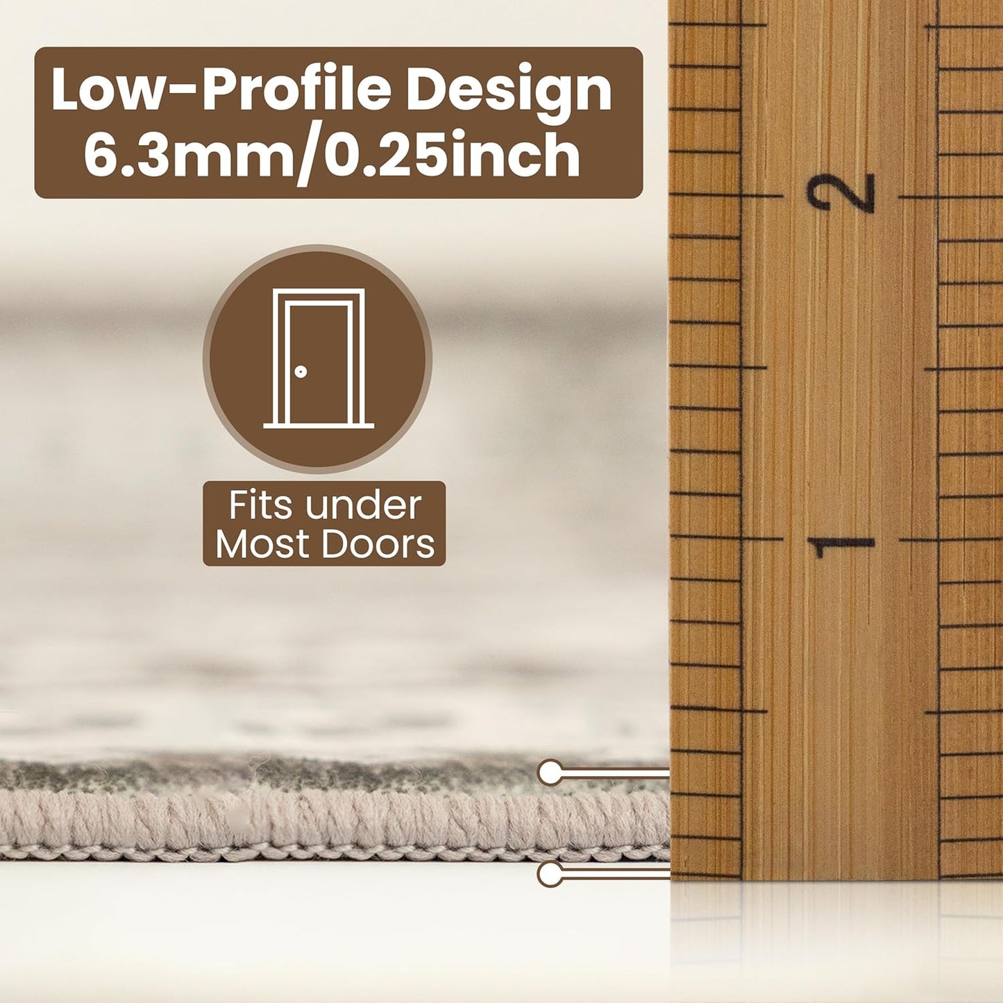 Washable Runner Rug 2x6 | Non Slip Rug Runners for Hallways, Entryways, Kitchens, Bathrooms, Bedrooms | Ultra-Soft Flannel Carpet Runners with Rubber Backing (Dark Taupe, 2x6)