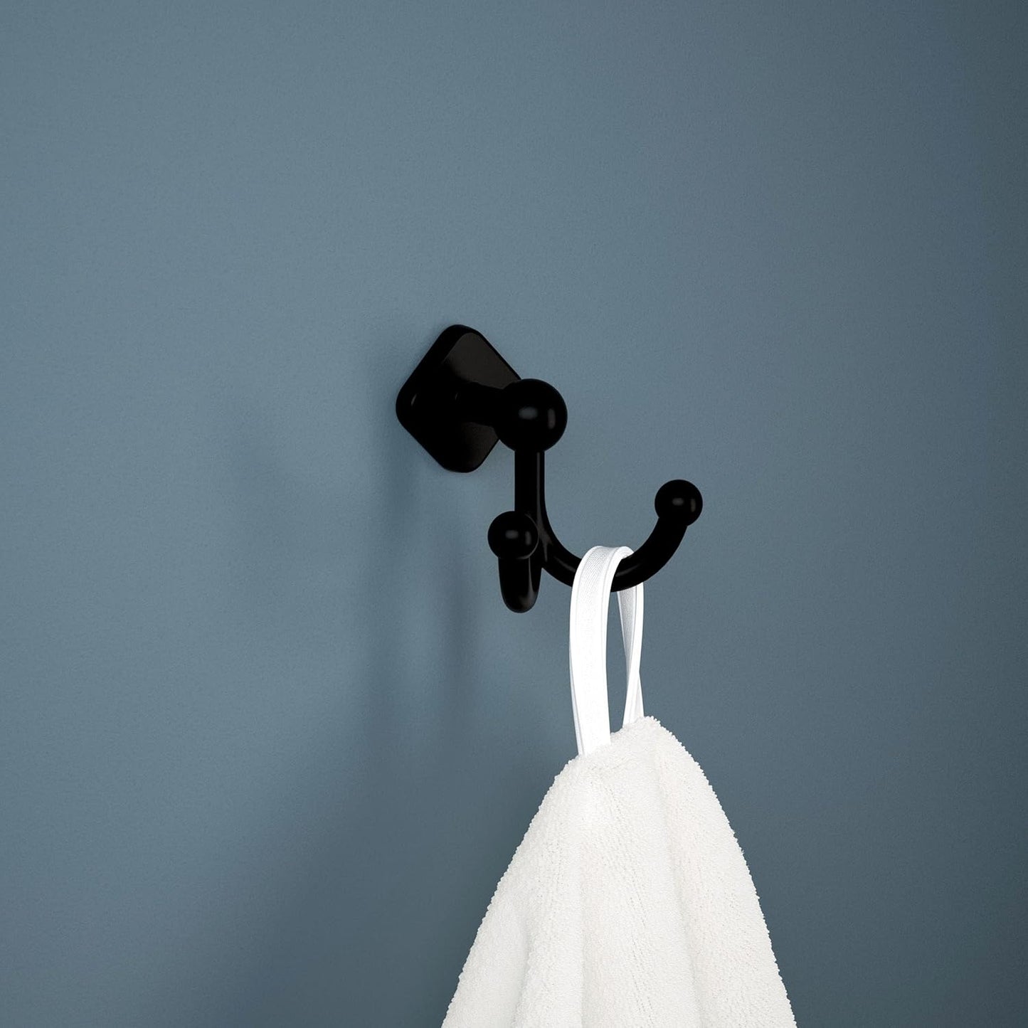 FRANKLIN BRASS Gainesville (1-Pack) Towel Hooks Matte Black Double Bathroom J Hooks Wall Mounted for Robes & Towels Hand Towel Hook Holder Kitchen, Bathroom Accessories GNV35-MB