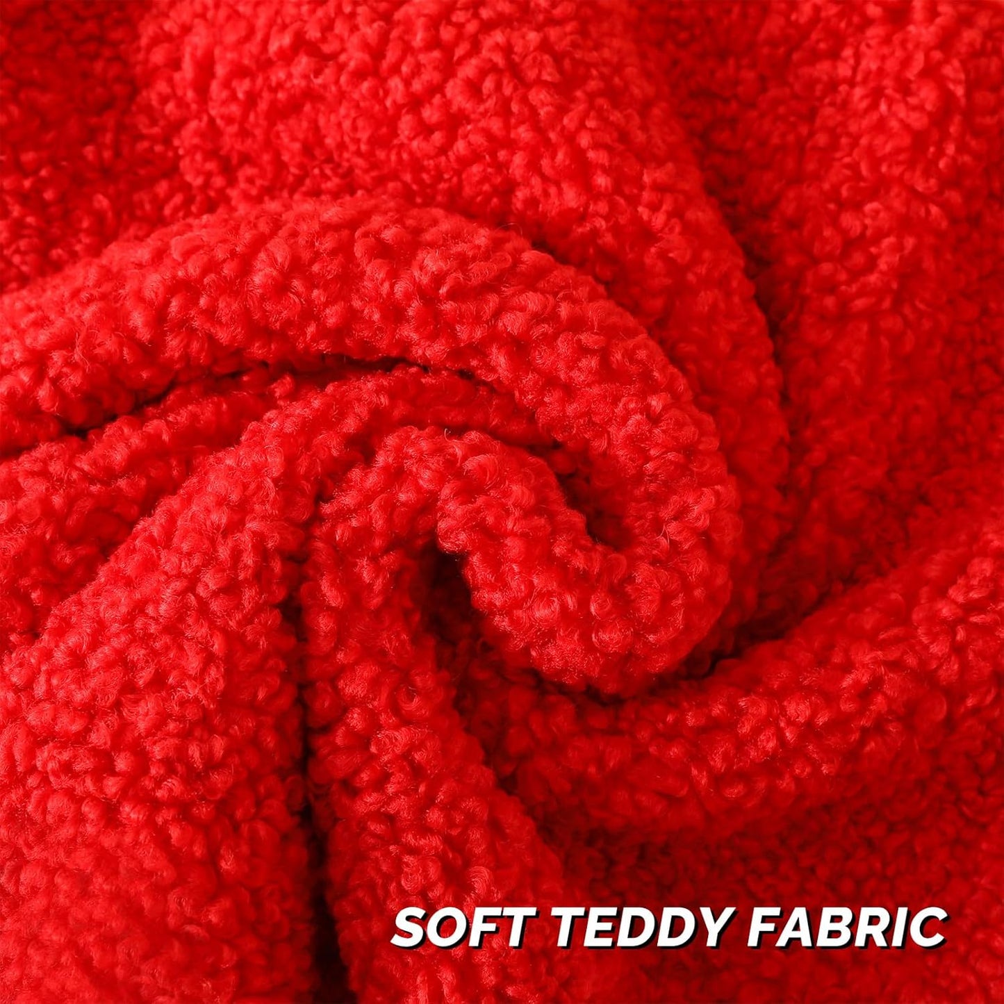 FUTEI Red Throw Pillow Covers 22x22 Inch Set of 2,Furry Faux Fur Teddy Boucle Textured Cushion Covers,Soft Fluffy Decorative Pillow Case,Home Decor for Couch Bed Living Room Office Car